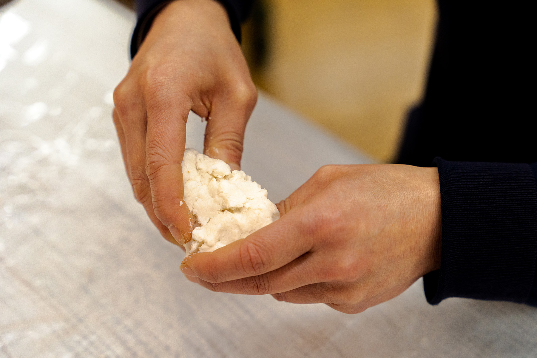 Knead and blend by hand until soft.