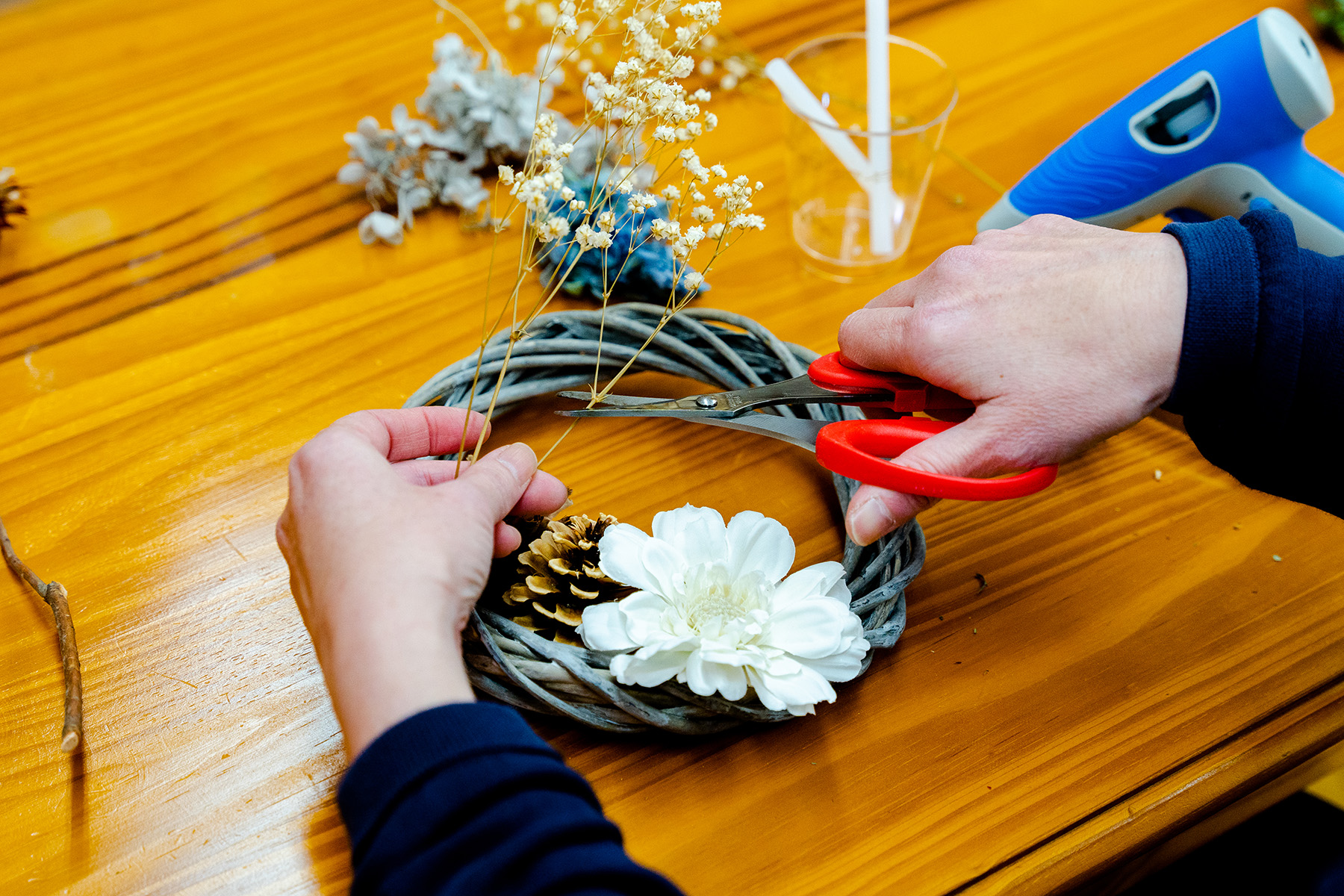 Arrange your floral materials.